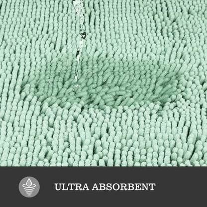 Yeaban Chenille Spa Blue Bathroom Rug 30"x50",Non-Slip Rubber Backing