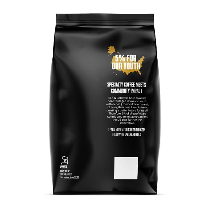 BLK & Bold Ground Coffee, Rise & GRND Medium Roast, Toffee Lemon Nutty Notes, For Drip Coffee Maker, French Press & Coffee Pot, 2lb Bag