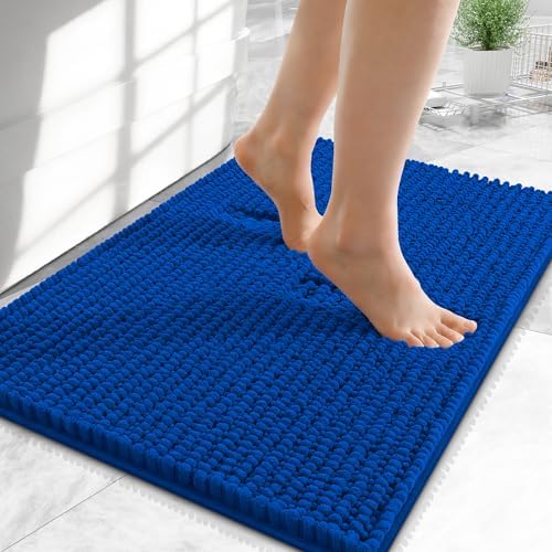 OLANLY Thick Chenille Small Bathroom Rugs Mats 24x16, Royal Blue