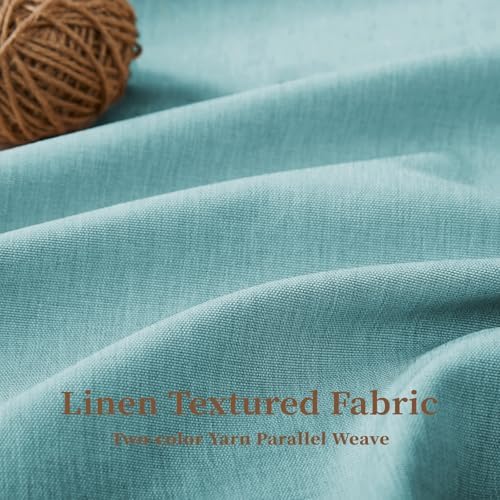 BTTN Teal Boho Scalloped Linen Textured Cloth Shower Curtain Set, 72x72