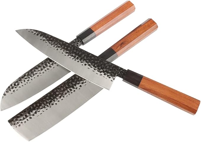 MASALONG 8 inch Hammered Chef Knife Set Kni240 8Cr18Mov Extremely Sharp Cooking Knife (8 inch Chef's knife)