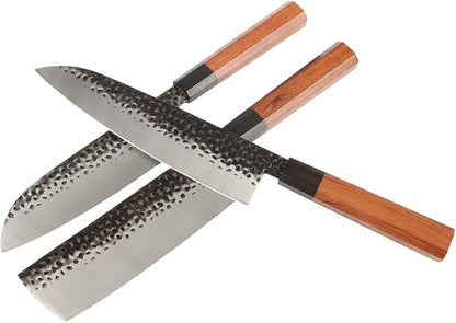 MASALONG 8 inch Hammered Chef Knife Set Kni240 8Cr18Mov Extremely Sharp Cooking Knife (8 inch Chef's knife)