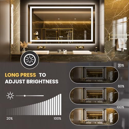 LOAAO 68"X36" LED Bathroom Mirror with Lights, UL Listed