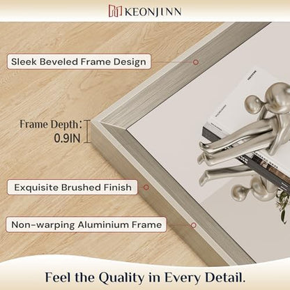 Keonjinn 72 x 36 Inch Brushed Nickel Oversize Bathroom Mirror for Over Sink