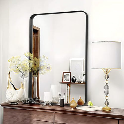 Black Bathroom Vanity Mirror Over Sink 24x32, Large Wall Rectangle Mirror