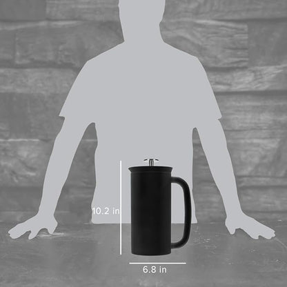 ESPRO Pro P7 French Press Stainless Steel 304 – Patented Double Walled Micro-Filter Insulated French Press Coffee Maker, Grit-Free Brew - Heat Resistant BPA Free Coffee Maker - Matte Black - 32oz