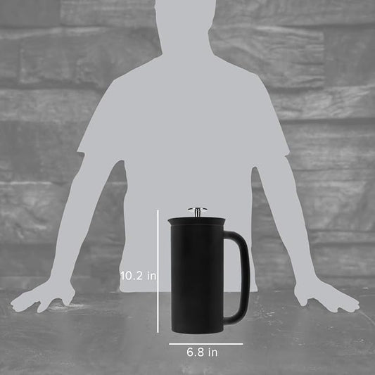 ESPRO Pro P7 French Press Stainless Steel 304 – Patented Double Walled Micro-Filter Insulated French Press Coffee Maker, Grit-Free Brew - Heat Resistant BPA Free Coffee Maker - Matte Black - 32oz