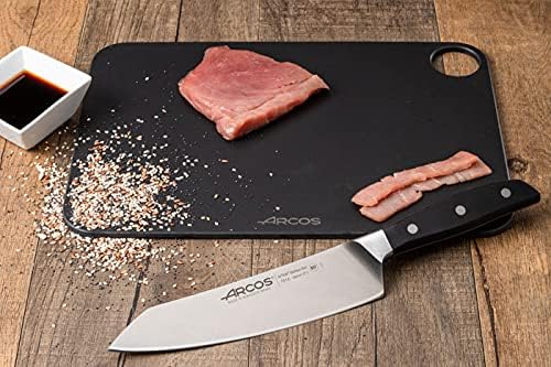 Arcos Forged Rocking Santoku Knife 7 Inch Stainless Steel. Japanese Sharp Kitchen Knife for Fish, Meat and Vegetables. Ergonomic Polyoxymethylene Handle and 190mm Blade. Series Manhattan. Color Black