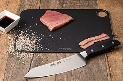 Arcos Forged Rocking Santoku Knife 7 Inch Stainless Steel. Japanese Sharp Kitchen Knife for Fish, Meat and Vegetables. Ergonomic Polyoxymethylene Handle and 190mm Blade. Series Manhattan. Color Black