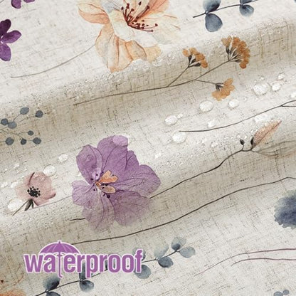 Gibelle Purple Linen Watercolor Floral Fabric Shower Curtain, 72x72