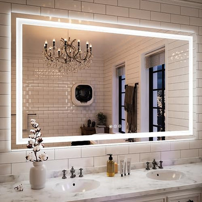 ISKM 60x36 LED Mirror for Bathroom, Front and Back Lit, Anti-Fog, Dimmable