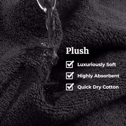 Lavish Home Bathroom Towels Set, Bathroom Accessories, Black, Set of 6