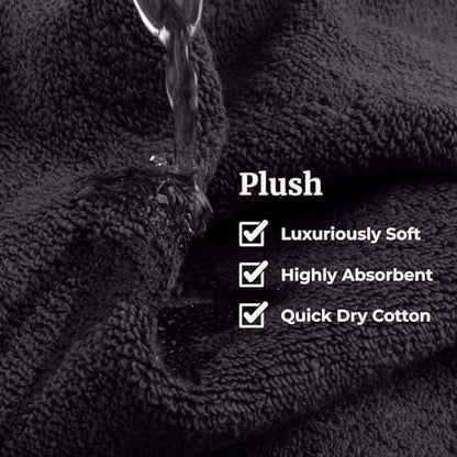 Lavish Home Bathroom Towels Set, Bathroom Accessories, Black, Set of 6