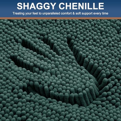 Smiry Luxury Chenille Toilet Rugs U-Shaped 20x20, Soft Absorbent Non-Slip Contour Bathroom Rugs for Toilet, Machine Washable Contoured Bath Mats, Green