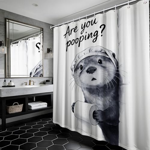 Extra Tall Shower Curtain XL Funny Otter, 70 x 84 Inchs
