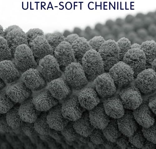 SUBRTEX Bathroom Rugs, 24" x 60" Chenille Bath Rug Soft Short Plush Bath Mat Soft Shower Mat Water Absorbent Shower Mat Quick Dry Machine Washable, Gray