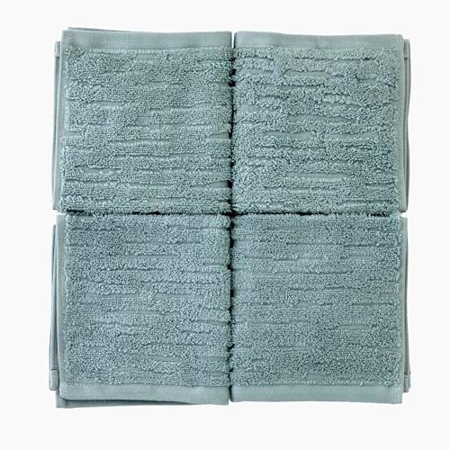 SKL Home CloudSoft Washcloth Set, 4-Piece, 100% Cotton Luxury, Teal