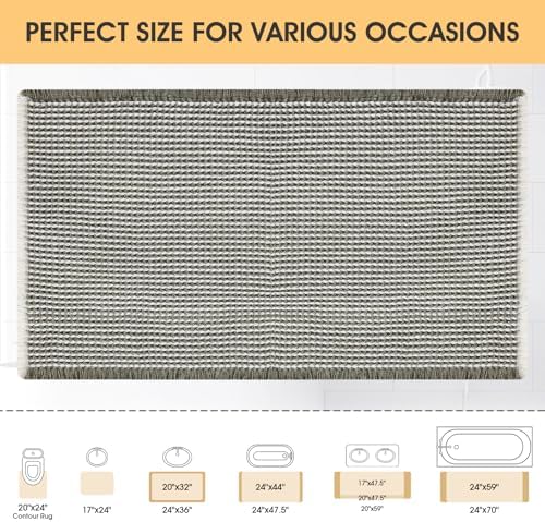 IM HOME Waffle Bath Mat Green & Cream 24"x17",Boho Woven Modern Bath Mat Rugs, Absorbent Non Slip Bathroom Rugs, Soft Washable Bath Rugs with Tassels for Bedroom, Kitchen, Shower, Tub
