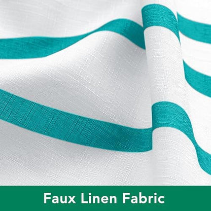 Fabric Modern Extra Long Shower Curtains for Bathroom-Turquoise and White