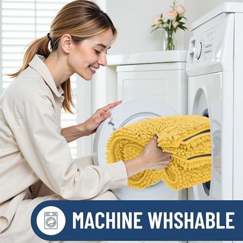 Smiry Bathroom Rugs 47X20, Luxury Chenille Extra Soft Absorbent Bath Mat