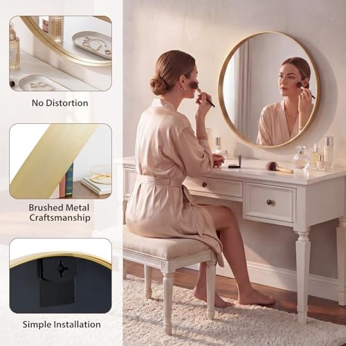 Sweetcrispy Round Bathroom Wall Mirror, Circle Vanity Mirror, 20 Inch
