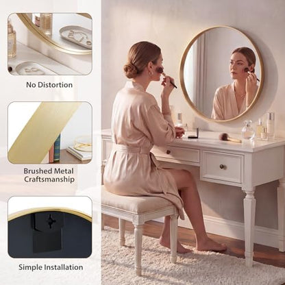 Sweetcrispy Round Bathroom Wall Mirror, Circle Vanity Mirror, 20 Inch
