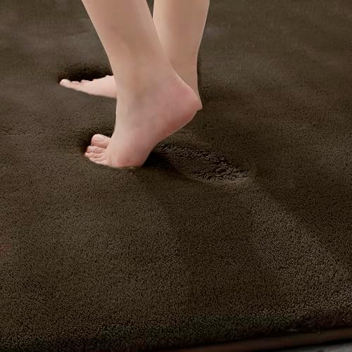 MINIDEAR Toilet Rugs 24x20 - U Shaped Brown Thick Memory Foam Contour Rugs,Ultra Soft & Plush Fluffy, Non-Slip, Quick Dry, Absorbent Washable Floor Microfiber Mat for Home Decor Accessories