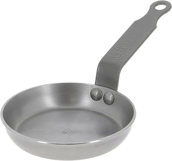 de Buyer MINERAL B Carbon Steel Egg & Pancake Pan - 4.75” Diameter - Naturally Non-Stick Finish - Made in France