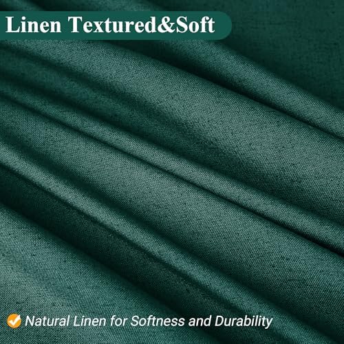 Naturoom Linen Shower Curtain 54x78 Inch for Bathroom Dark Green 1 Panel