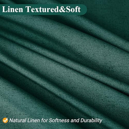 Naturoom Linen Shower Curtain 54x78 Inch for Bathroom Dark Green 1 Panel
