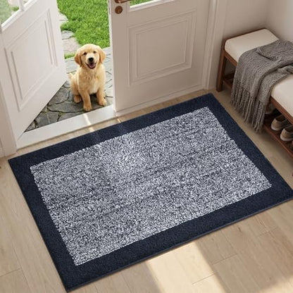 Bathroom Rugs 30x20 Non Slip Washable, Soft Absorbent Bath Mat Dark Blue