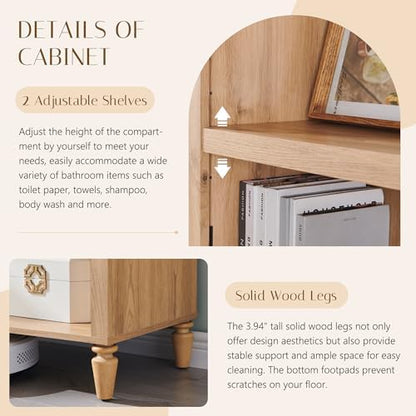 IFBUY 76" Arched Bathroom Storage Cabinet, Narrow Arched Cabinet, Natural