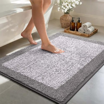48x32 Bathroom Rugs Non Slip Washable, Soft Absorbent Bath Mat Light Grey