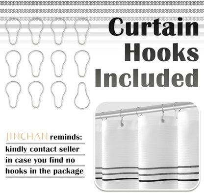 jinchan Extra Long Shower Curtain 78 Inch Length Black and White Modern Farmhouse Striped Waterproof Fabric Shower Curtains for Bathroom with 12 Hooks Machine Washable 70x78 Inches