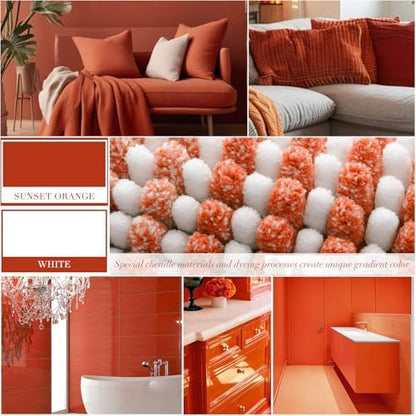 BSICPRO Fall Bathroom Rugs Sets 2 Piece, Non Slip Bath Mats, Sunset Orange