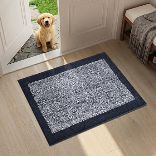 Bathroom Rugs 24x17 Non Slip Washable, Soft Absorbent Bath Mat Dark Blue