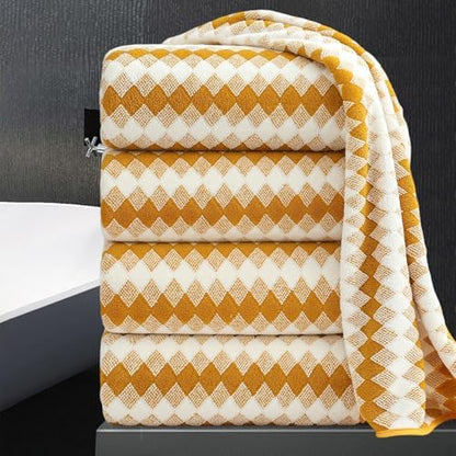 4 Piece Bath Towel Set Oversized Bath Sheet 35"x70" Bathroom Towel Extra Large Bath Towel Set Soft Highly Absorbent Quick Dry Premium Bath Towel for Bathroom Shower Spa Gym Hotel,Golden Brown