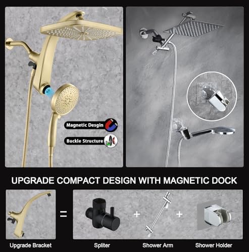 Rain Shower Head with Handheld Showerhead, Glod 1.75GPM 460311