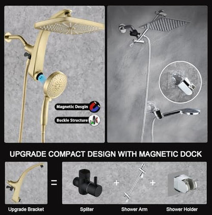 Rain Shower Head with Handheld Showerhead, Glod 1.75GPM 460311