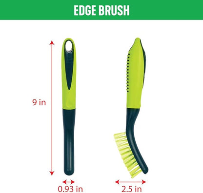 Pine-Sol Scrub Brush Set - Long Handle Cleaning Brushes with Heavy Duty Bristles and Comfort Grip - Scrubbers for Kitchen, Household, and Dishwashing, 3 Pieces