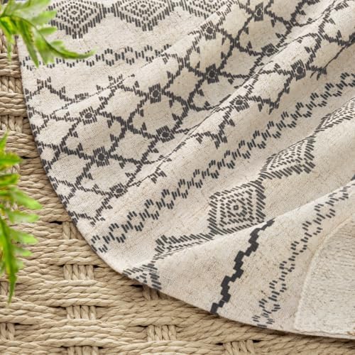 Black Boho Linen Shower Curtain,72" W x 72" L