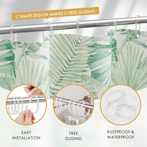 Amazer 24 Pack Clear Plastic Shower Curtain Rings and Hooks - C Shaped for Bathroom Shower Curtains