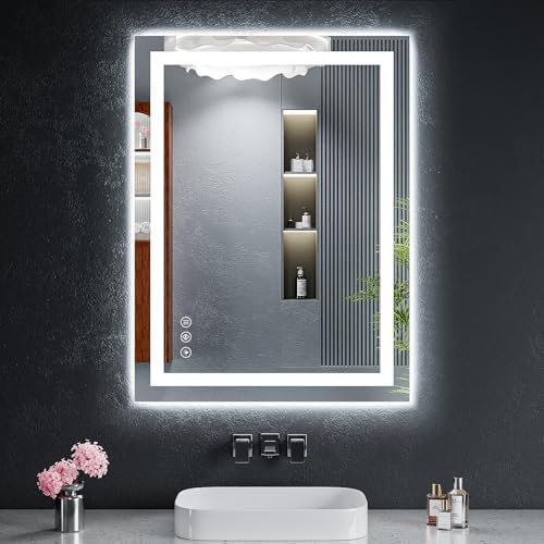 24"x32" LED Bathroom Mirror with Lights, Backlit+Frontlit, Anti-Fog