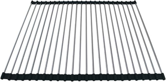 Ahyuan Roll up Dish Drying Rack Over The Sink Kitchen Roll up Sink Drying Rack Portable Dish Drainer Foldable Dish Drying Rack (Black, 17.8''X15.8'')