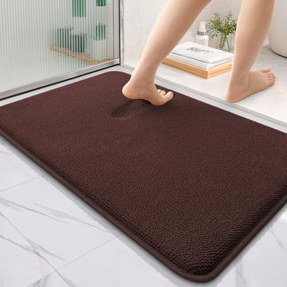 OLANLY Thick Memory Foam Bathroom Rugs 36x24, Absorbent Bath Mat, Brown