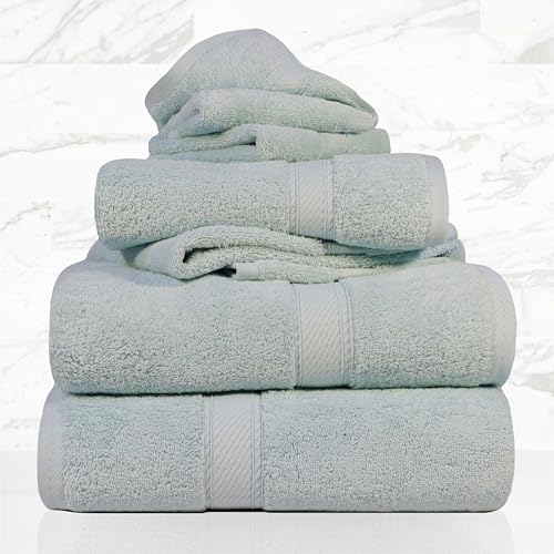 SUPERIOR Egyptian Cotton Ultra Plush & Absorbent, 6 Piece Set, Sea Foam