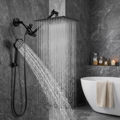 Shower Head, 8'' High Pressure Rainfall/Handheld Shower Combo, Matte Black