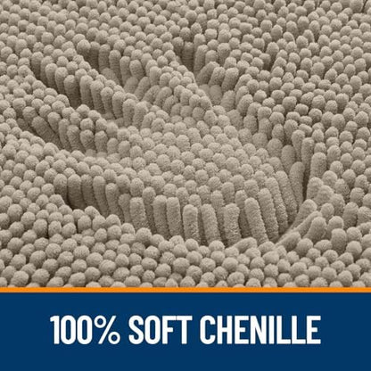 OLANLY Chenille Bathroom Rugs Mats Set 2 Piece, 47"x20"+24"x20", Warm Taupe