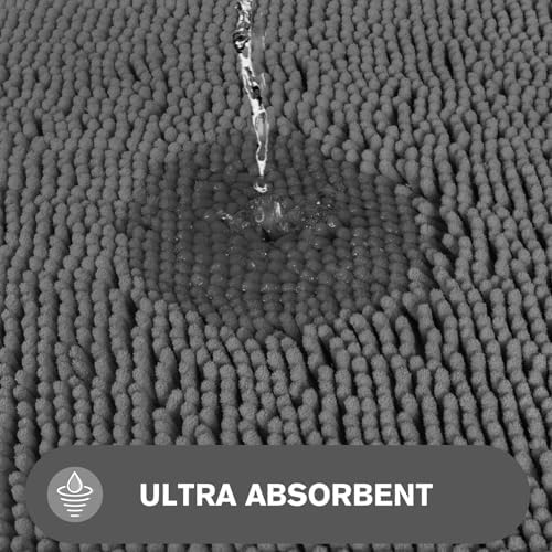 Dark Gray Toilet Rug U Shaped – Absorbent and Washable Contour Bathroom Rugs for Toilet, Non-Slip, Thick Soft Chenille Contoured Bath Mat - 20" x 24"