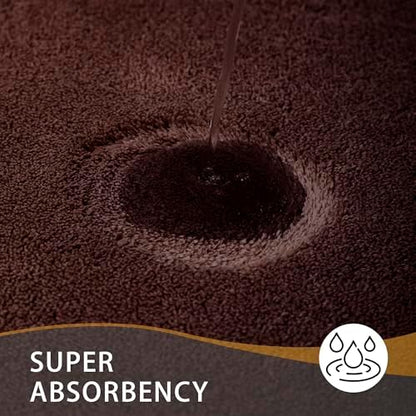 MINIDEAR Toilet Rugs 24x20 - U Shaped Dark Brown Thick Memory Foam Contour Rugs,Ultra Soft & Plush Fluffy, Non-Slip, Quick Dry, Absorbent Washable Floor Microfiber Mat for Home Decor Accessories